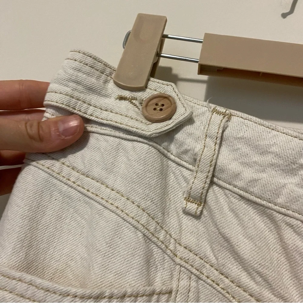 We the Free Off-White Pants with Gold Stitching